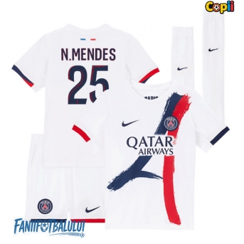 Paris Saint-Germain Nuno Mendes #25 Echipament de Fotbal Replică 2025-26 Copii Deplasare (+ Șorturi)